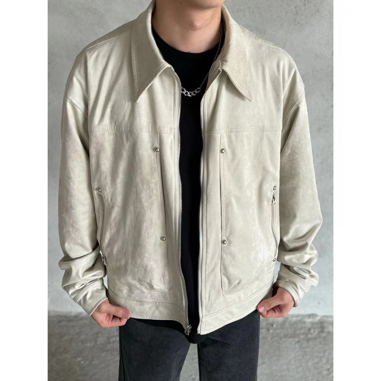 裤王·美式复古外套高街宽松翻领夹克潮牌秋季高级感休闲外套