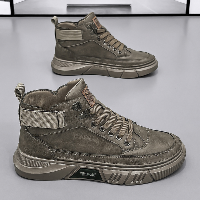 男鞋休闲高帮皮鞋冬季2023新款马丁靴高帮板鞋运动休闲防滑英伦风