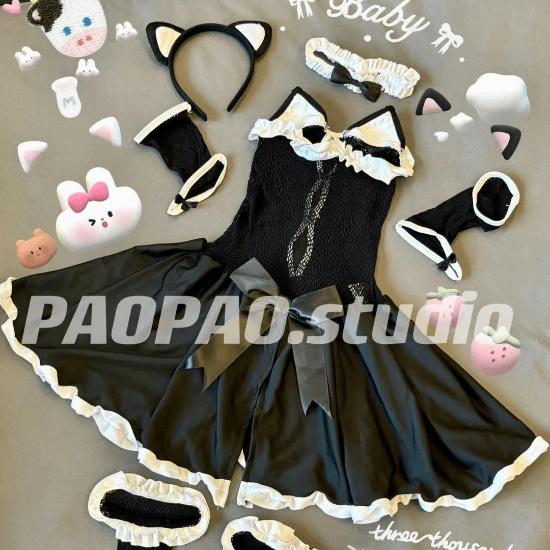 夏季ins甜美女装复古小猫法式lolita睡裙荷叶边私房情趣性感用品