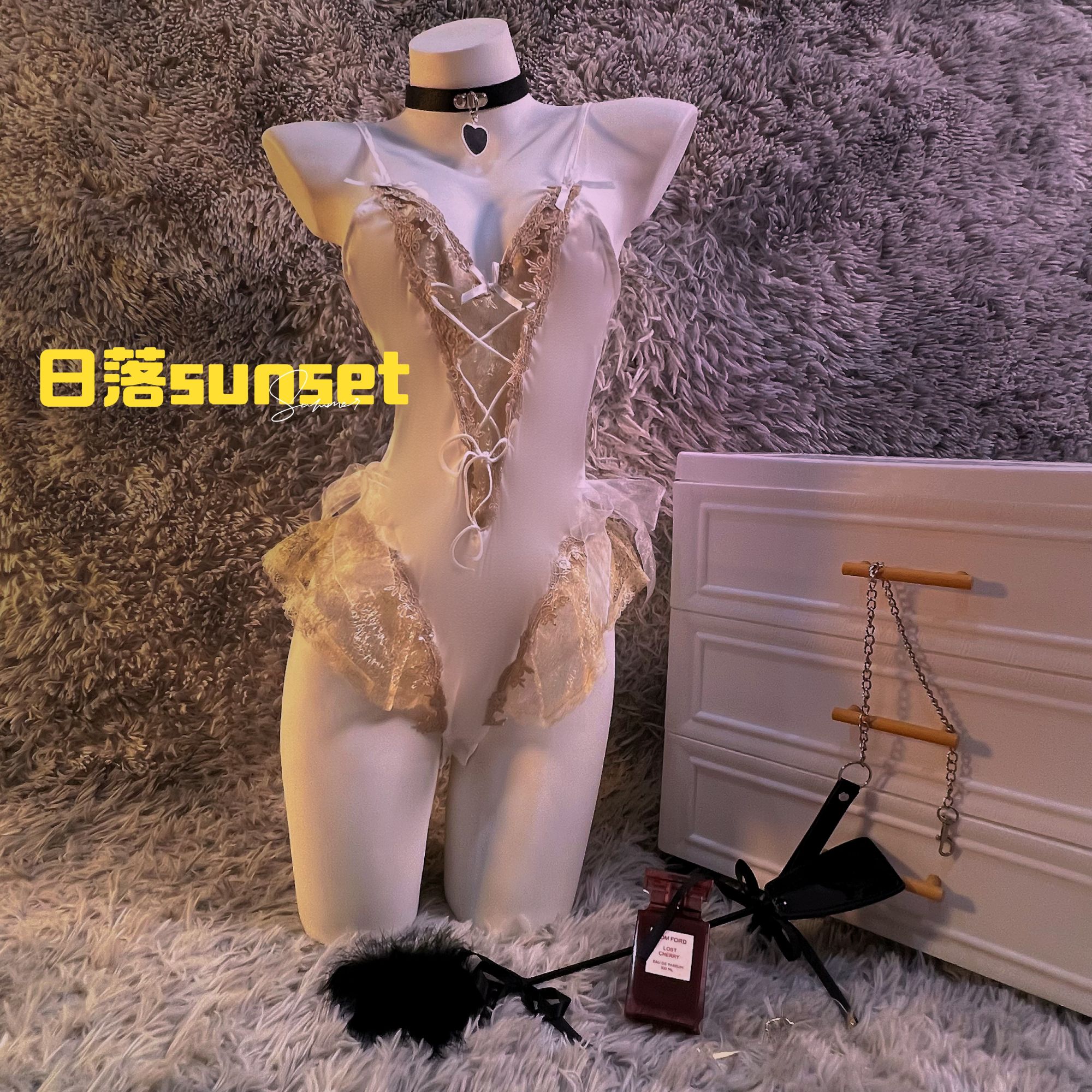 【日落sunset】睡裙蕾小野猫睡裙妈妈美女蕾丝女性成年人睡衣女秋冬