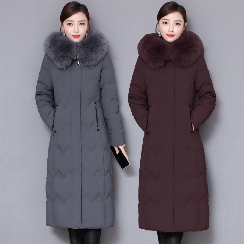 雅鹿妈妈冬装200斤大码女装长款过膝中老年加厚羽绒羽绒服冬季棉