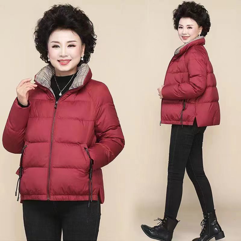 雅鹿新款冬季中老年短款羽绒服外套洋气妈妈装羽绒羽绒服四五十岁