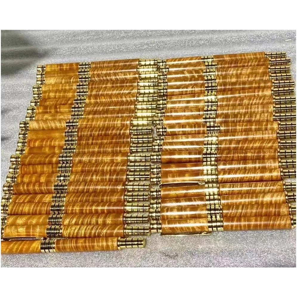 金丝楠木钢笔圆珠笔两用替换满水波一木挖空礼盒包装仙作礼品