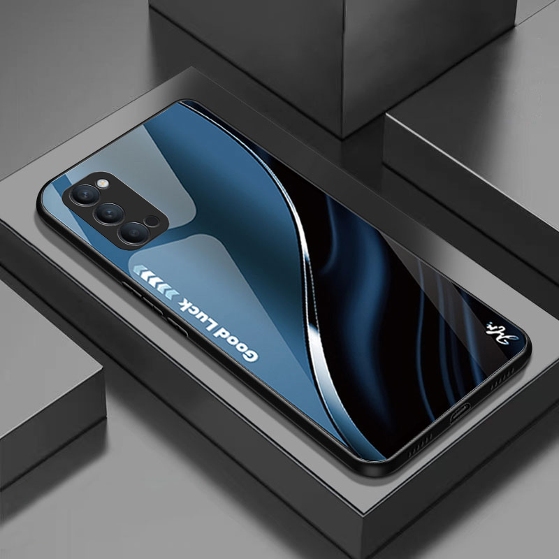 适用于OPPO Reno4白光钢化玻璃手机壳高颜值设计轻薄轻奢时尚