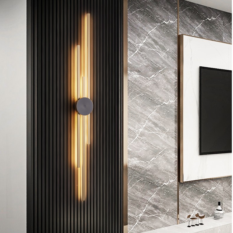 全铜酒店现代轻奢楼梯客厅沙发电视背景墙酒店创意简约卧室床头灯