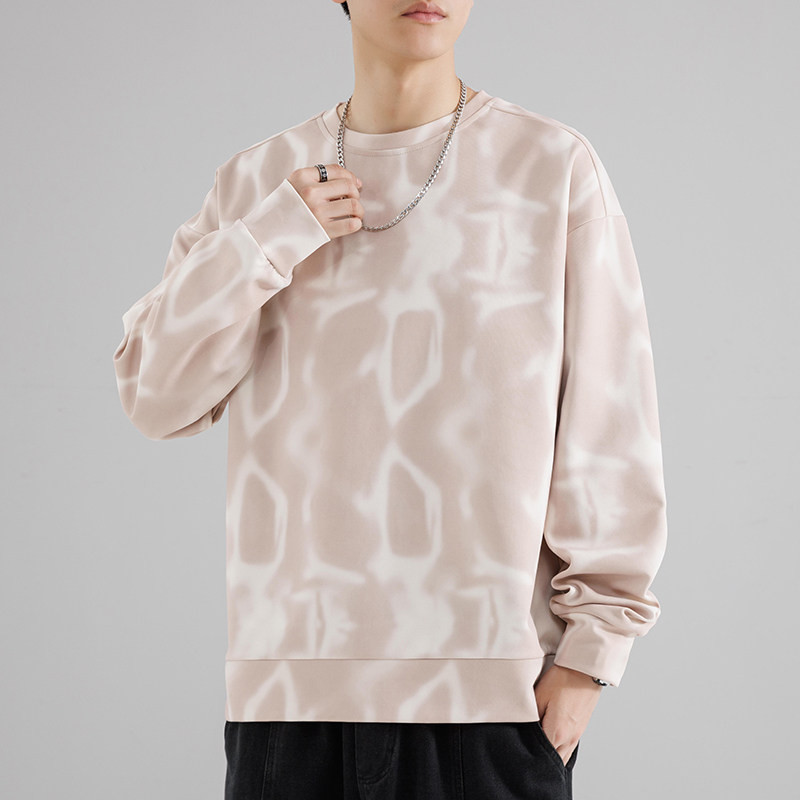 2024秋季港风男士宽松潮流百搭印花宽松套头卫衣时尚打底衫WY820