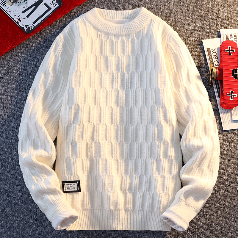 【高品质】舒适潮流秋冬条纹提花保暖毛衣针织衫长袖青少年男士M780