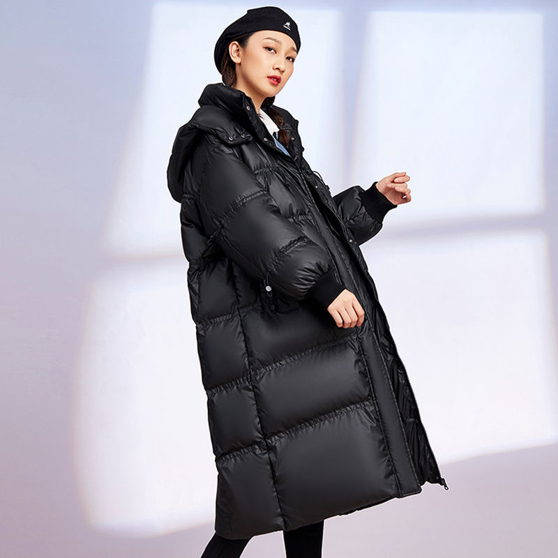 雪中飞白鸭绒羽绒服女中长款过膝2023年冬季新款宽松韩版显瘦加厚
