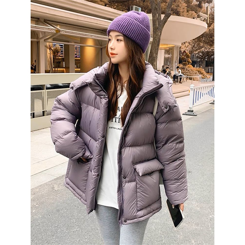 雪中飞羽绒服2023冬季新款短款时尚韩版加厚连帽保暖面包鸭绒外套