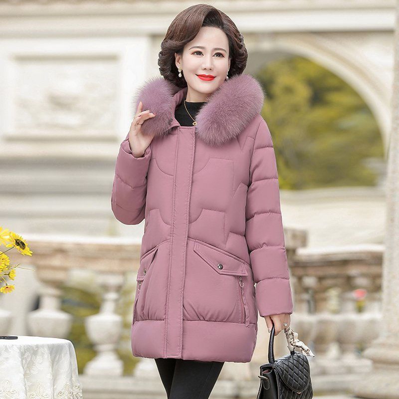 雪中飞妈妈冬装2023新款中年羽绒服女中长款加厚中老年人外套