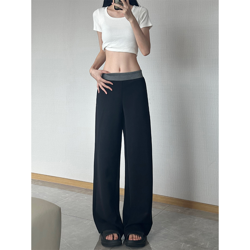 高质量 春秋垂感直筒裤柔软宽松小个子休闲裤 168显瘦