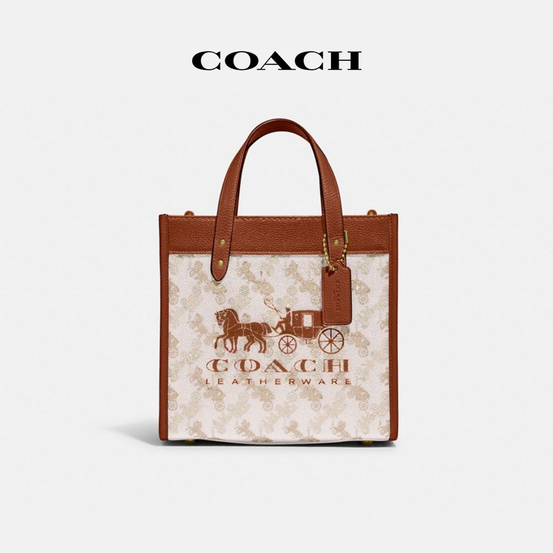 【小小莎专属】COACH/蔻驰 女士经典马车图案FIELD 22号托特包