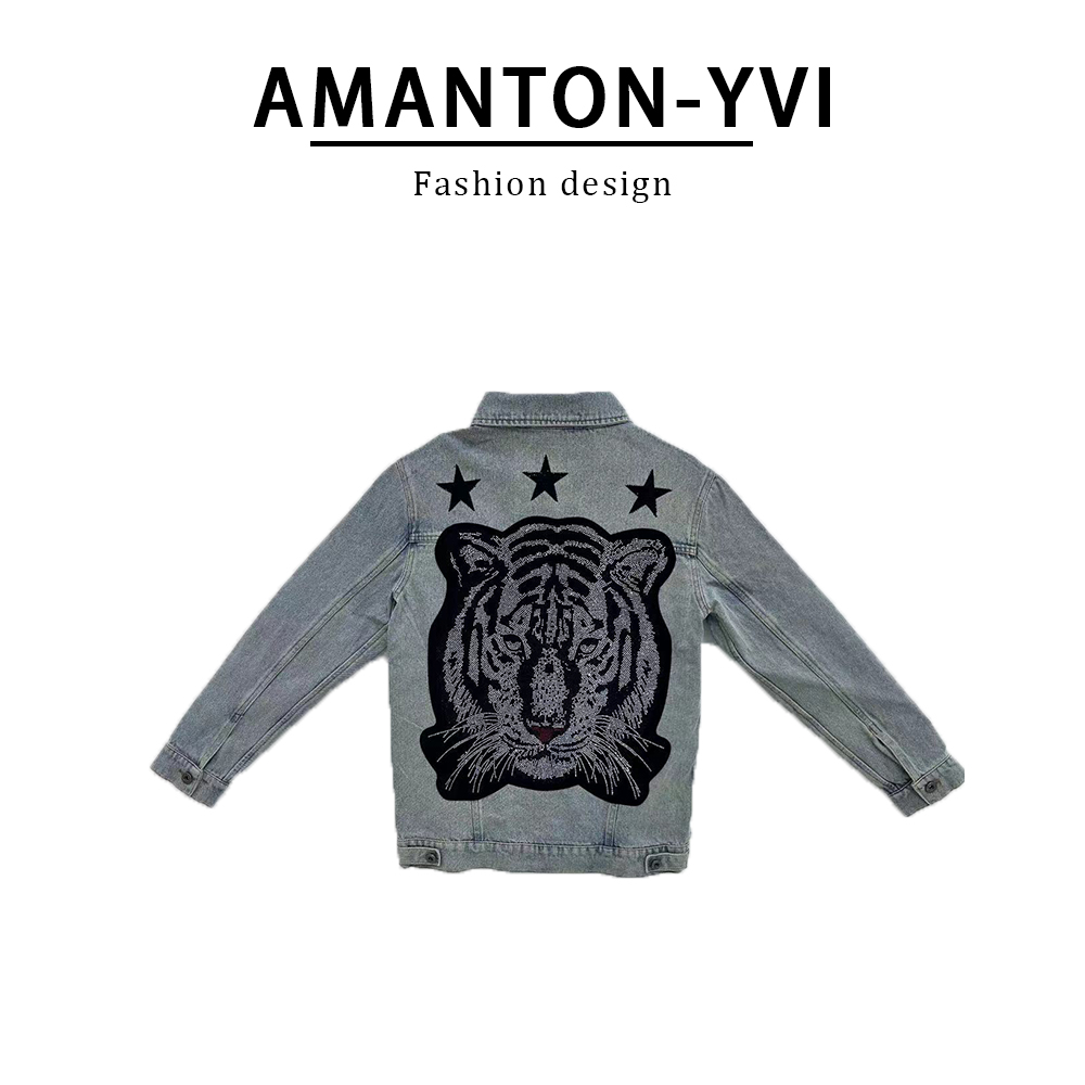 秋季新款2024夹克轻奢潮流牛仔复古拼接外套11613