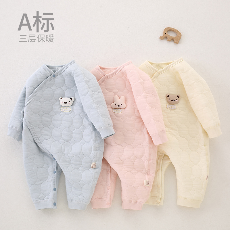 新生儿衣服春秋婴幼儿衣服保暖和尚服哈衣无骨系带蝴蝶衣婴儿衣服