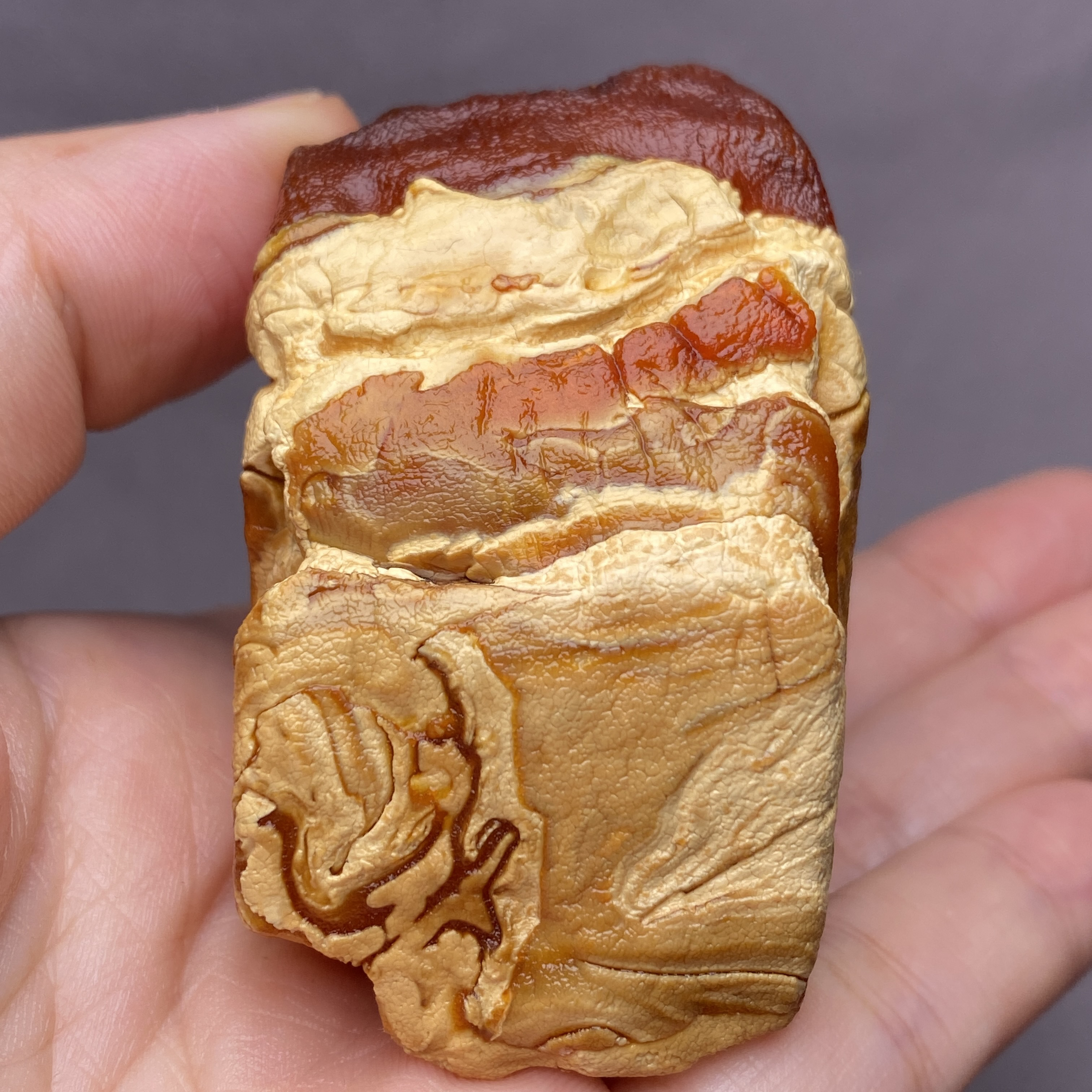 天然原矿红金白彩沁花蜡蜜蜡原石原石珠宝首饰文玩