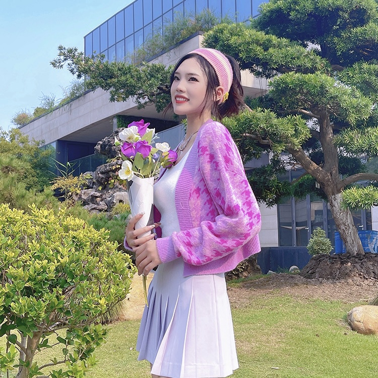 阿玛施AMASS V领撞色针织开衫5499144