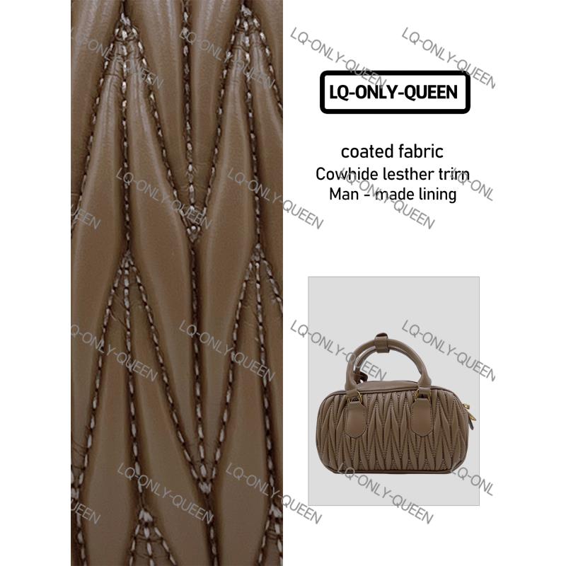 LQ-ONLY-QUEEN真皮女包褶皱手提保棕色