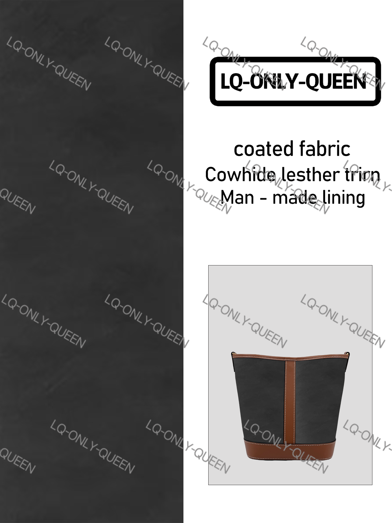 LQ-ONLY-QUEEN真皮女包双拼水桶棕色