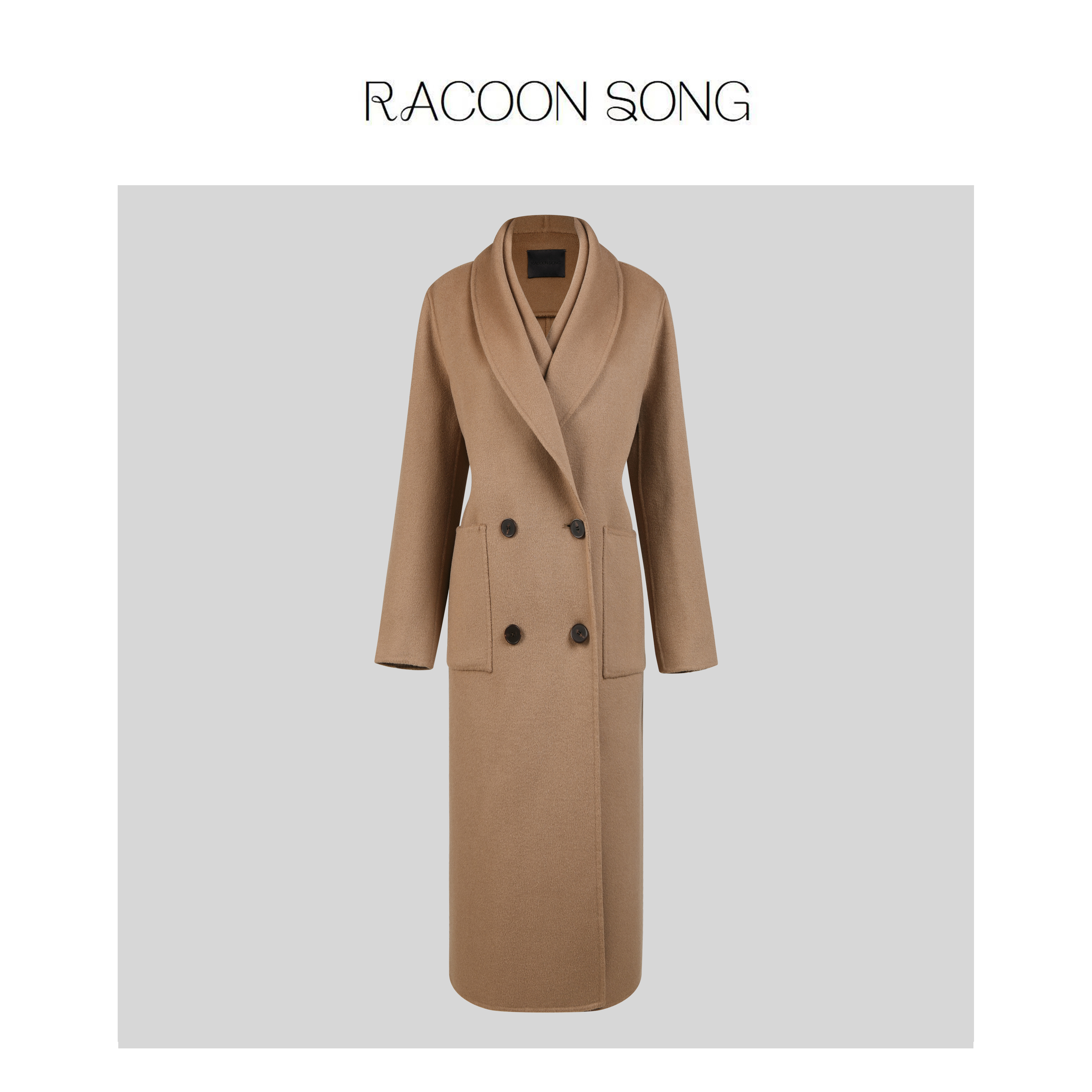 RACOON SONG【南希】100%羊毛气质假两件套宽松羊毛双面呢大衣女