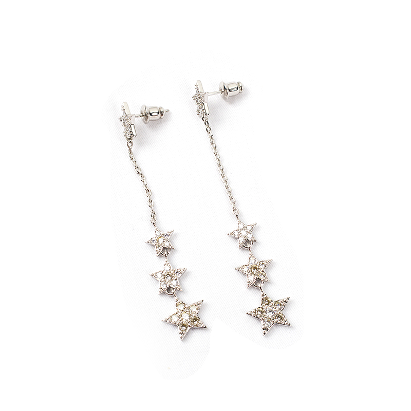 合金合成锆石耳饰 星星耳钉女高级感冷淡小众设计爱心耳环耳饰