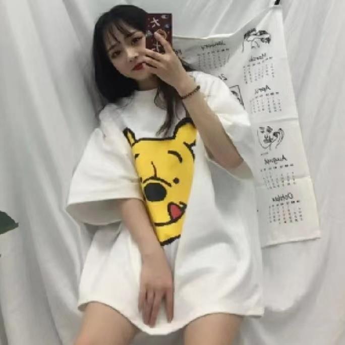 100%精棉小熊维尼印花短袖t恤女夏季ins可爱卡通圆领休闲上衣