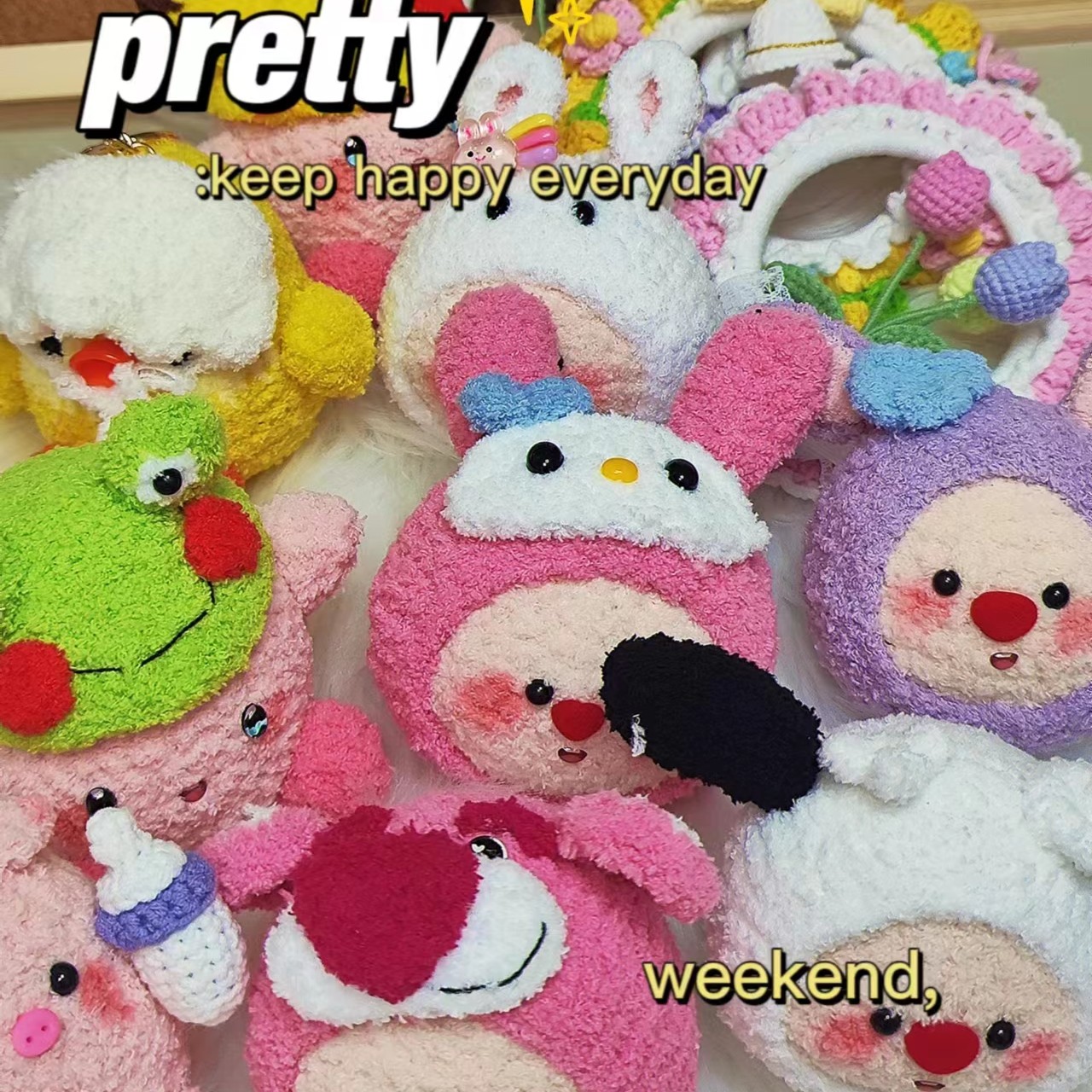 【桌面选款】潮玩多妹团子手工钩针针织摆件编织大娃玩偶