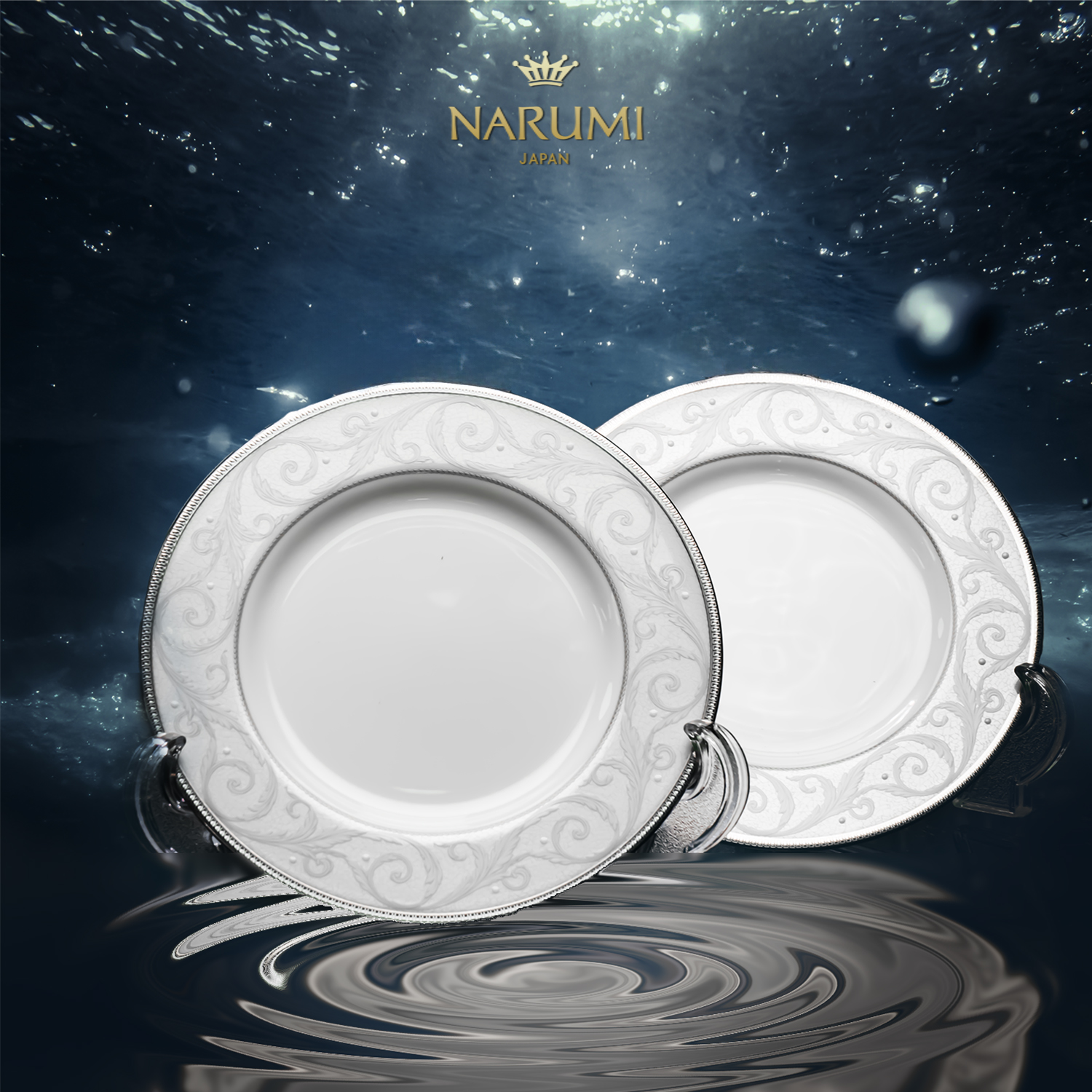 日本NARUMI/鸣海Nocturne系列16cm面包盘2只骨瓷50685-1214