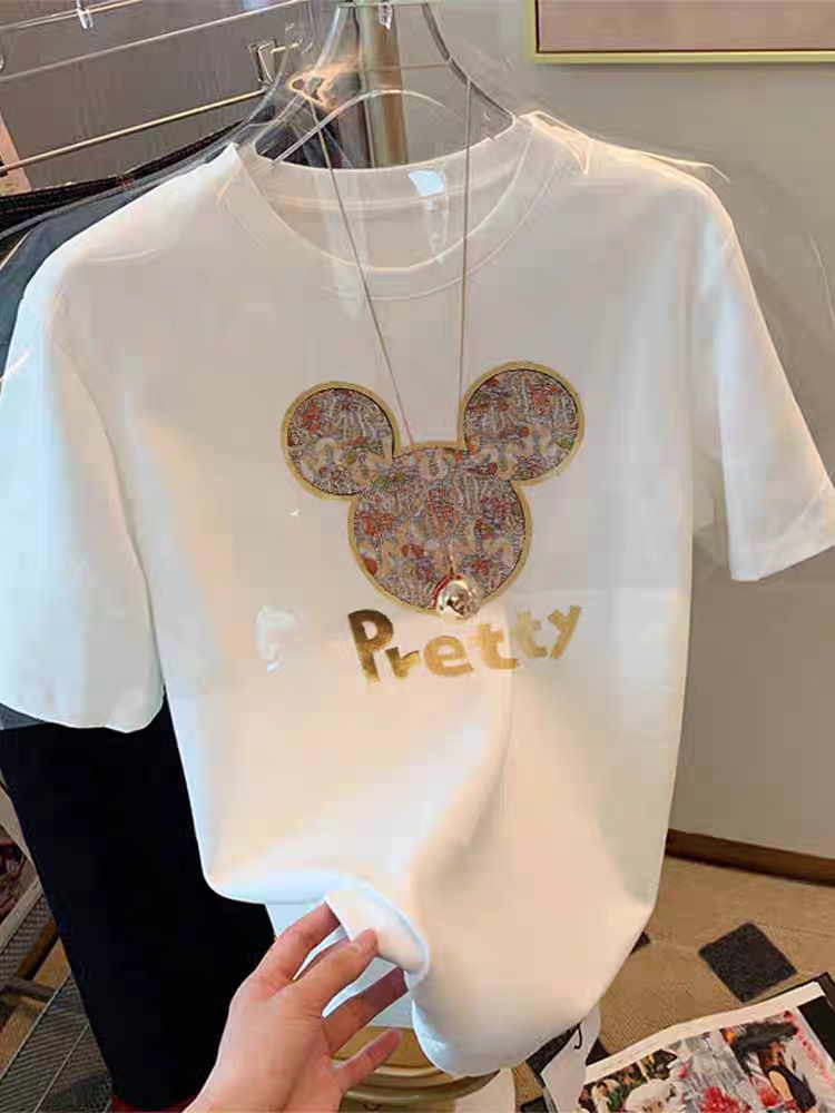 宽松短袖T恤女中长款休闲遮臀大码上衣打底衫