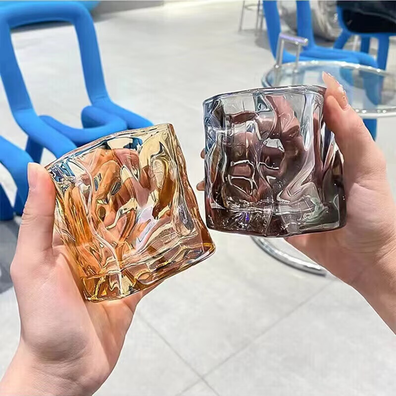 网红高颜值折纸扭扭杯ins风水杯学生炫彩咖啡杯子玻璃杯家用水杯