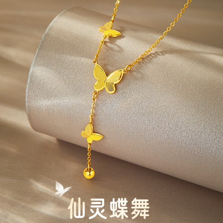 钛钢项链 时尚百搭超仙蝴蝶流苏项链女轻奢小众仙气锁骨链精致ins