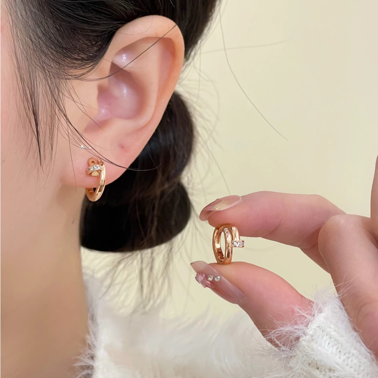 钛钢耳饰 925银针耳饰 轻奢时尚玫瑰金色钉子耳扣女气质小巧百搭