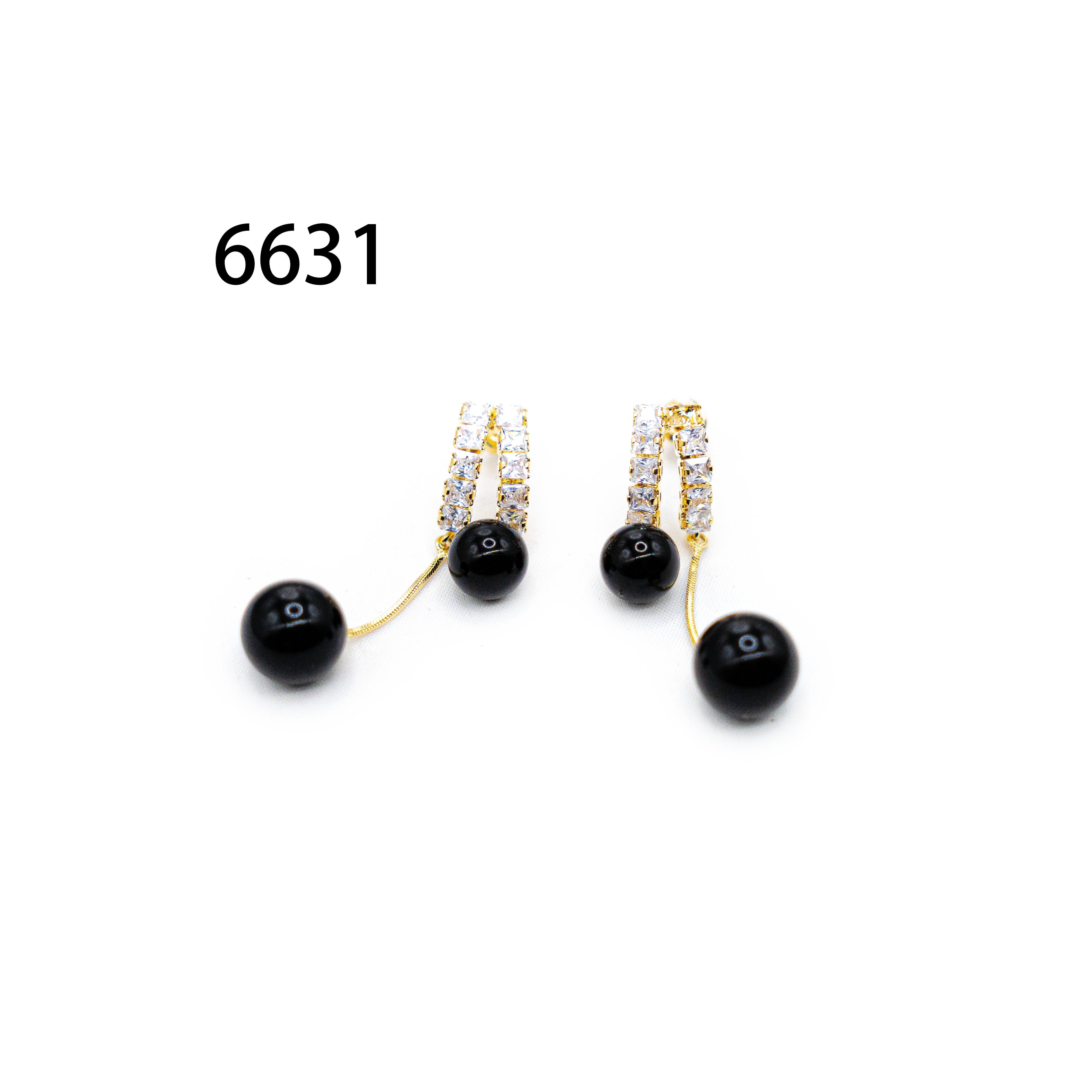 铜合金耳饰 简约镶嵌个性气质耳环小众设计高级感耳饰～6631