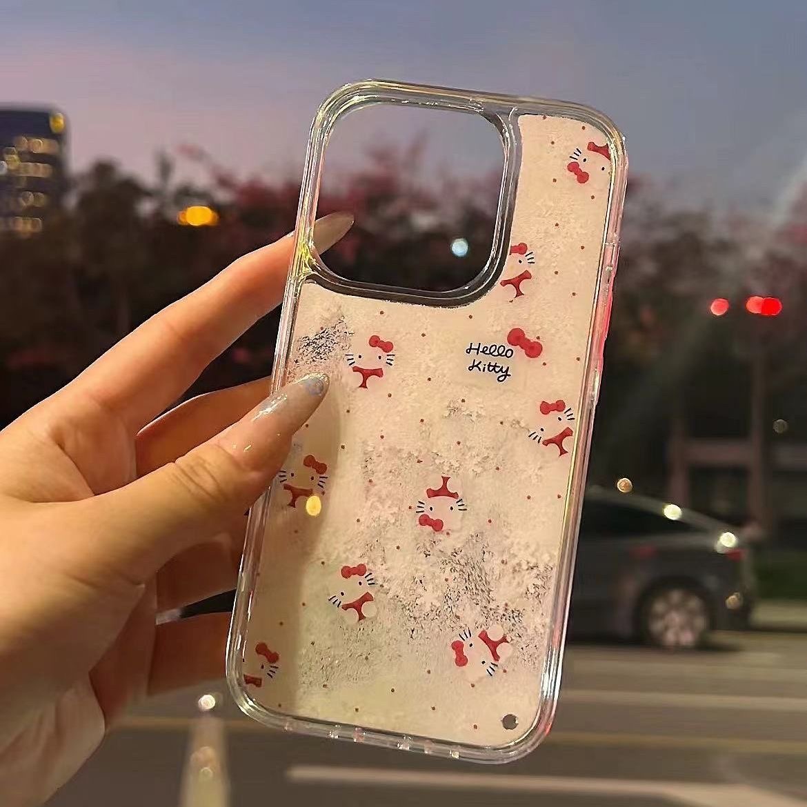 流沙kt猫苹果15promax手机壳iPhone13/14卡通11可爱12透明手机套8
