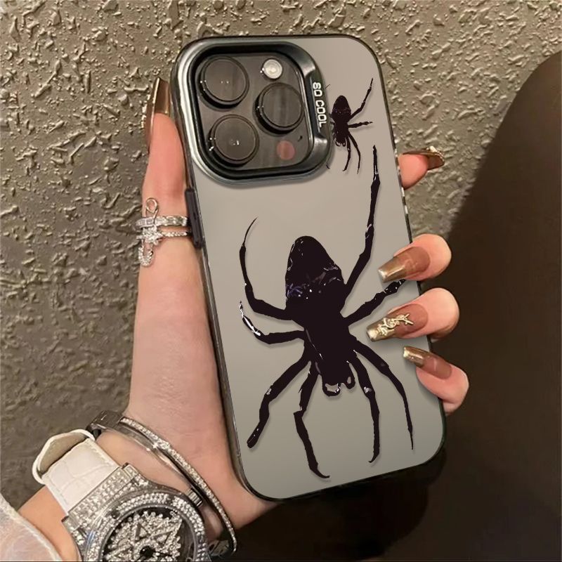 黑色蜘蛛苹果14pro手机壳iPhone13欧美12潮牌11软壳xsmax手机套xr
