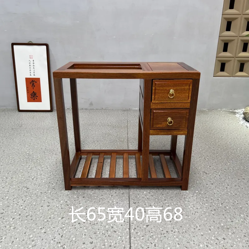 茶水柜大板柚木边柜家用泡茶台原木中式餐边柜不包邮