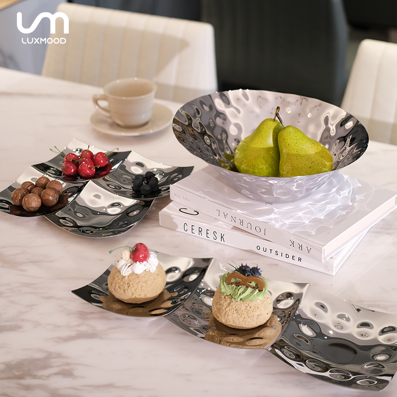 勒慕水果盘家用轻奢北欧家居高档不锈钢创意个性时尚摆件乔迁礼物