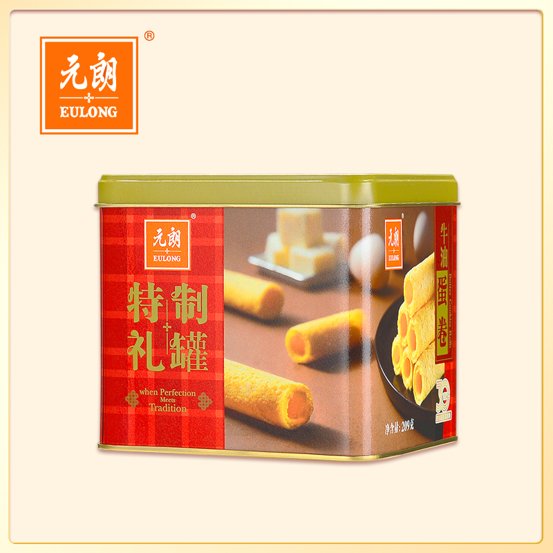 EULONG/元朗【特制礼罐】黄油蛋卷209克粤港澳大湾区零食特产礼盒