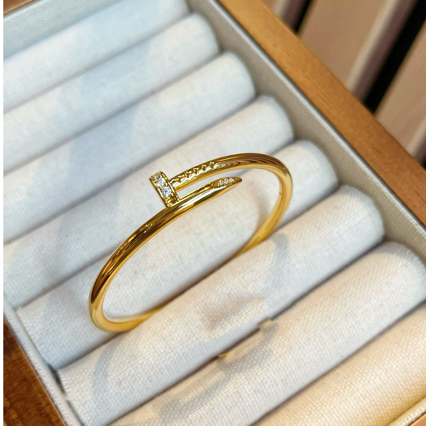 「MJ」足金99定制钉子莫桑黄金手镯时尚经典大方大金镯子