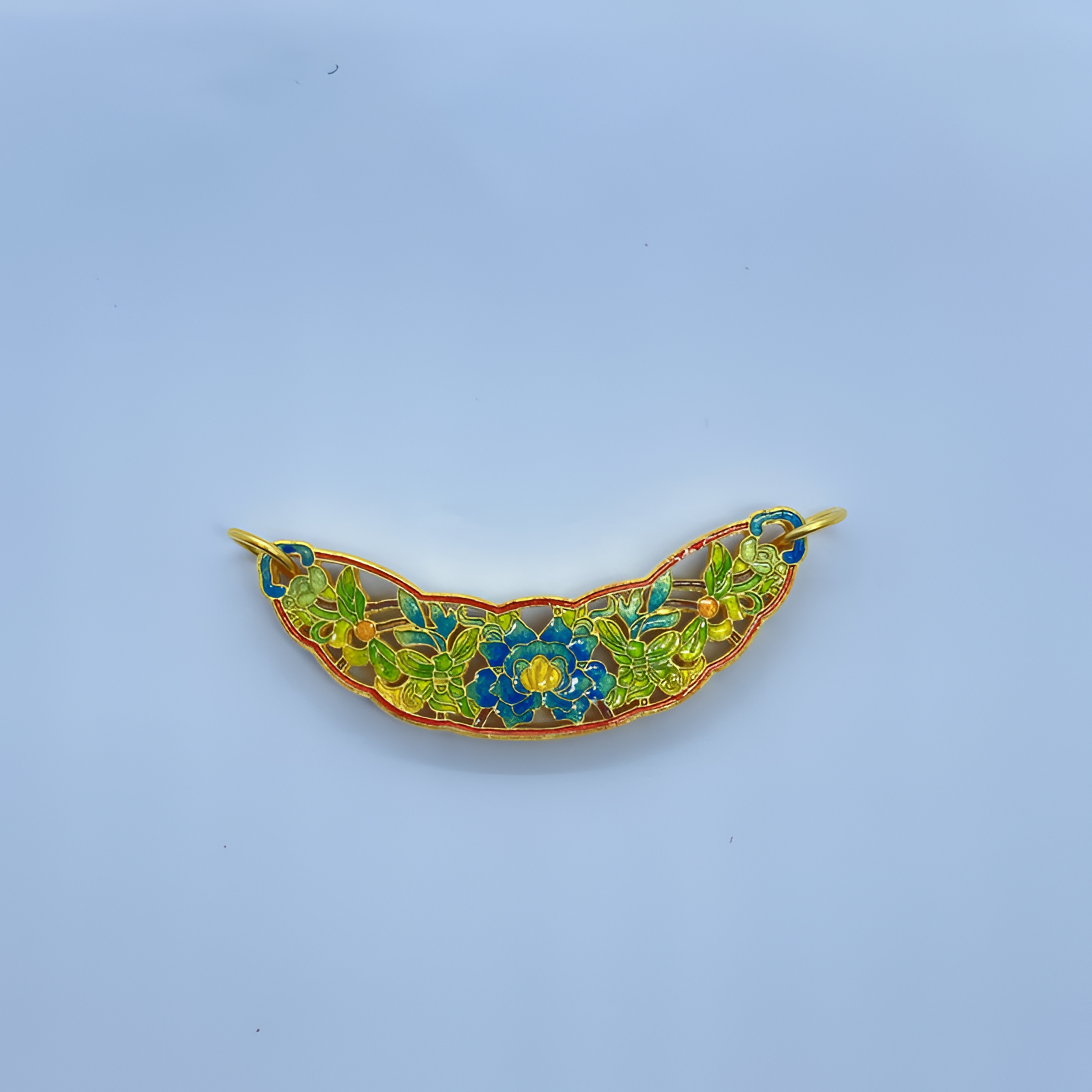 「MJ」足金999烧蓝镂空月牙黄金吊坠不含链（15.49克）