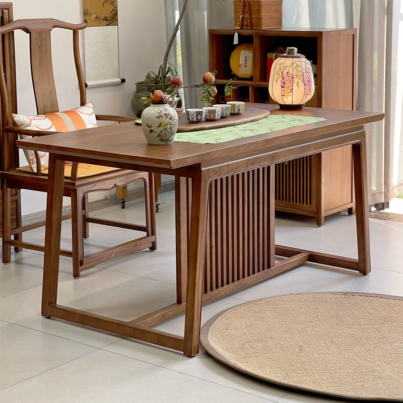 荣夏实木榆木运费茶台茶桌餐桌学习桌画案