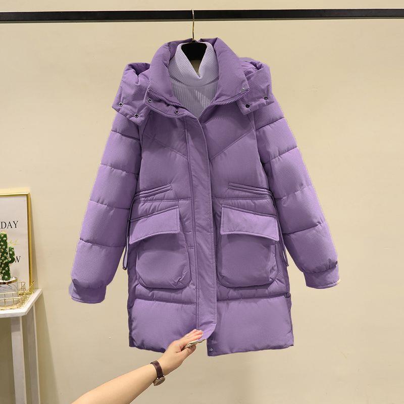 羽绒羽绒服女中长款2023新款冬季加厚棉衣韩版宽松小个子连