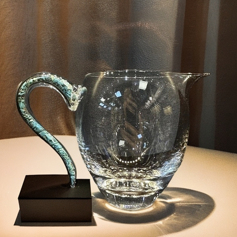 水晶松石陶瓷绿公道杯防烫分茶耐热手工高品质绿色高档透明茶道