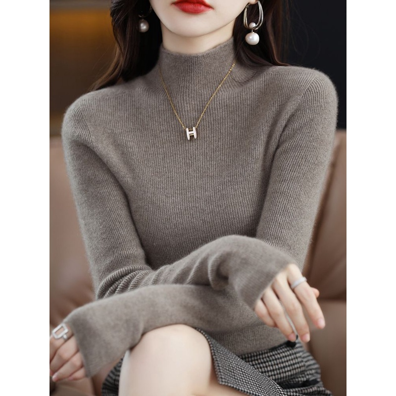 鄂尔多斯市毛衣半高领秋冬内搭长袖针织衫显瘦洋气套头百搭毛衣