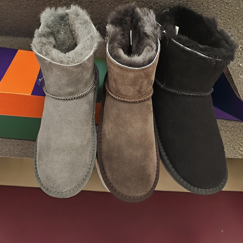 2163男士新款加厚雪地靴皮毛一体百搭款防滑休闲