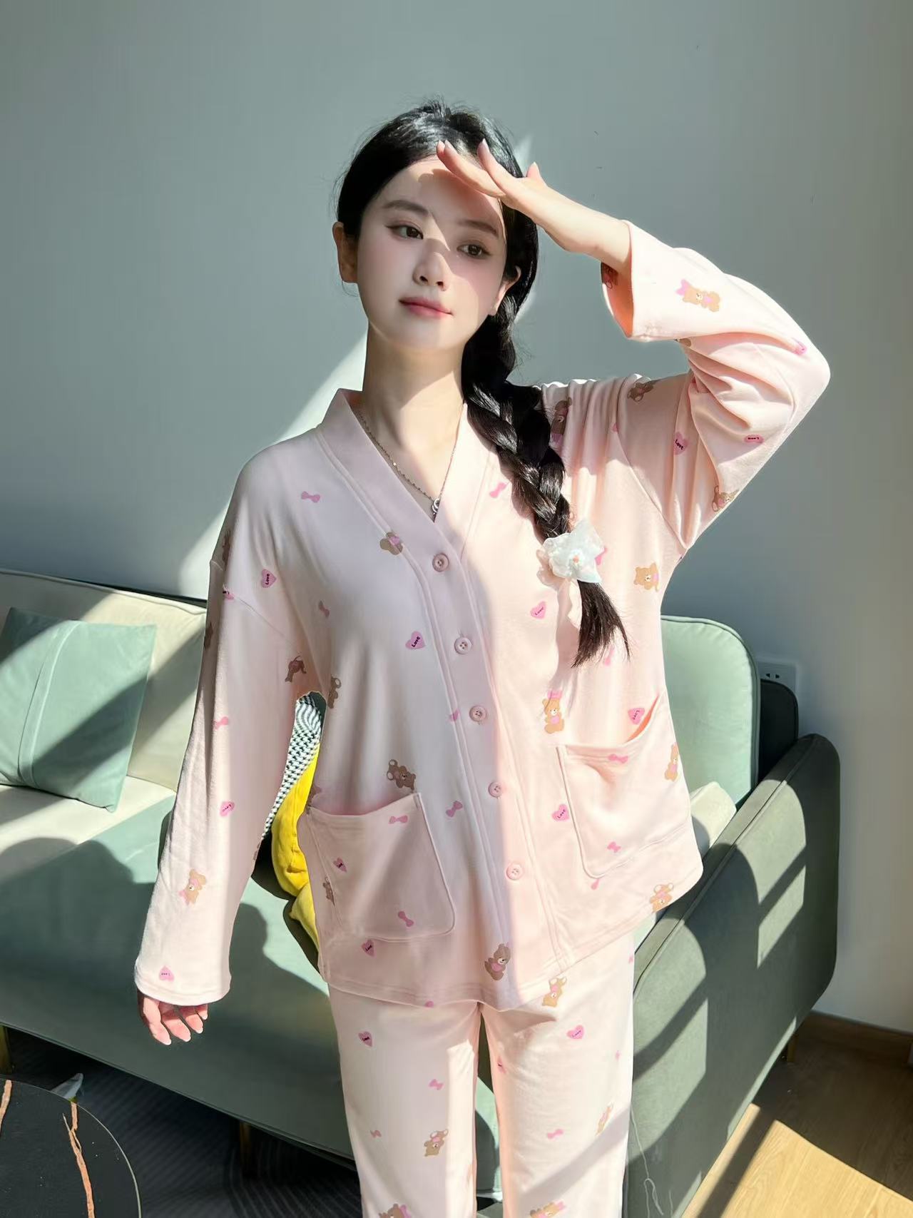  2025新款德绒睡衣女士秋冬大码长袖长裤家居服套装