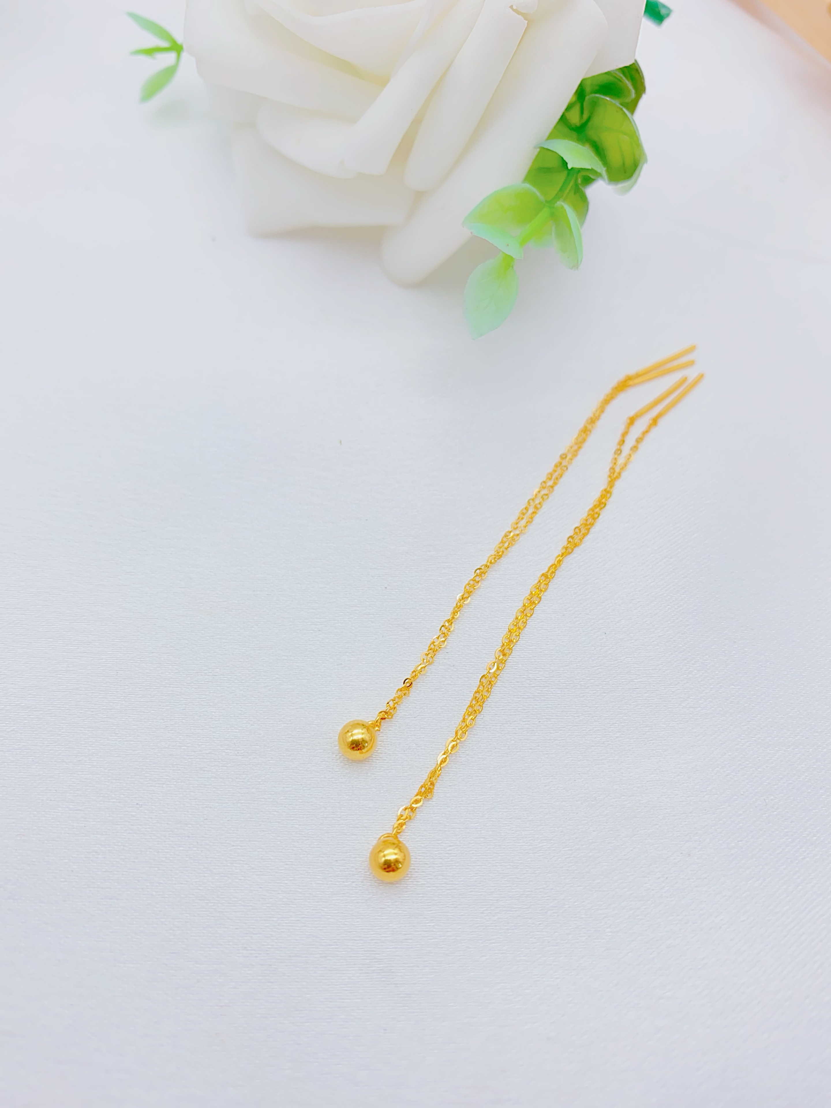 足金 5G工艺 豆豆双耳线时尚个性小众款1.88克