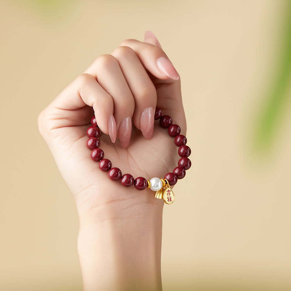 天然辰砂朱砂莲蓬多子吉祥如意8mm原创设计闺蜜同款时尚女生手链