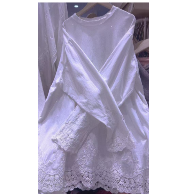  纯棉重工蕾丝刺绣提花T恤（90斤穿到180斤）7901