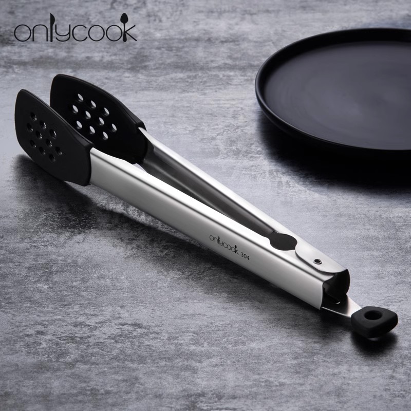 onlycook煎牛排专用夹不锈钢牛排夹烤肉夹子耐高温硅胶食品夹防烫