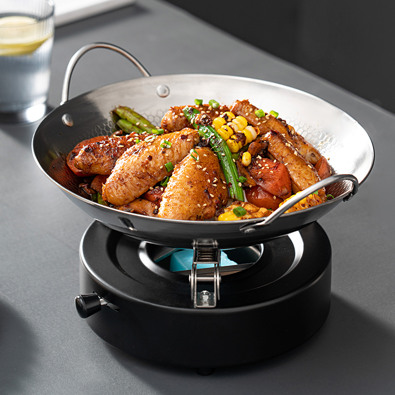 onlycook家用不锈钢双耳干锅锅具酒精炉小火锅锅酒精炉子锅仔锅